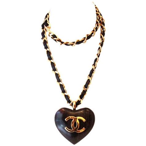 chanel black heart pendant|Chanel pendant necklace.